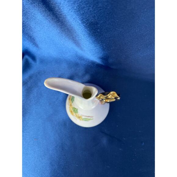 Vintage Unique Porcelain Pitcher Bud Vase Accented with Yellow Flowers - Picture 5 of 6